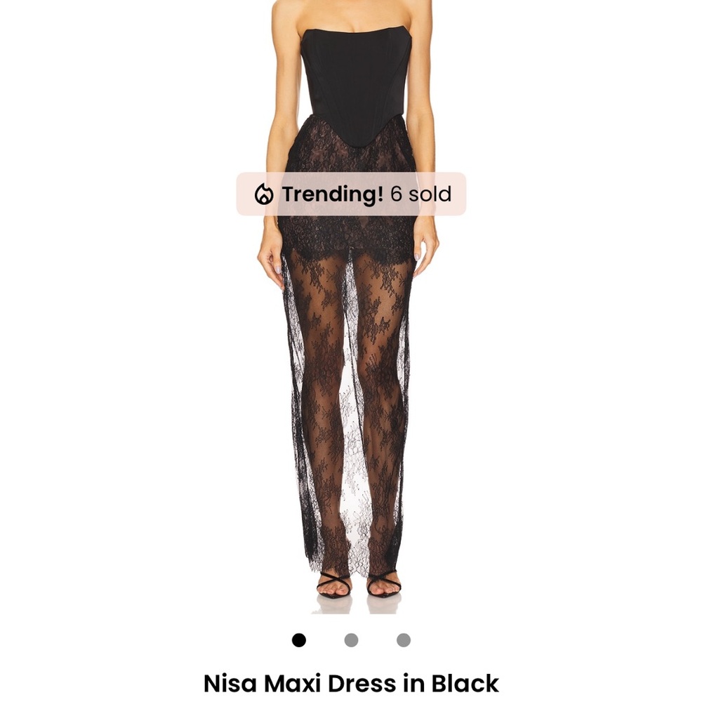 NBD Strapless Black Lace Maxi Dress